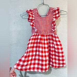 Cat & Jack Red and White Flutter Sleeve Sundress 100% cotton has pockets size 5T